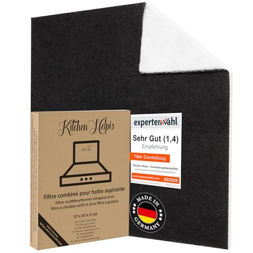 Kitchen Helpis® Filtre hotte cuisine, CHARBON ACTIF & FILTRE PLAT, pour decouper, filtre graisse hotte