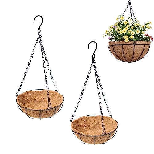 2 Piezas Colgante de Plantas Cesta de Macetero, Cestas Colgantes de Coco, Cestas Colgantes Decoración de Jardín, Cestas de Plantas Colgantes Decorativas, para Plantas en Interior y Exterior, 21cm