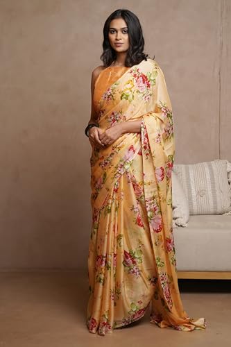 Image of MIRCHI FASHION Women Saree Chiffon Floral Printed | Breathable Lightweight Sari for Regular Home and Office Wear with Blouse Piece