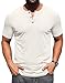 Sailwind Mens Muscle Henley Shirts Lightweight Workout T-Shirt Gym Tee Athletic Short Sleeve with Button White