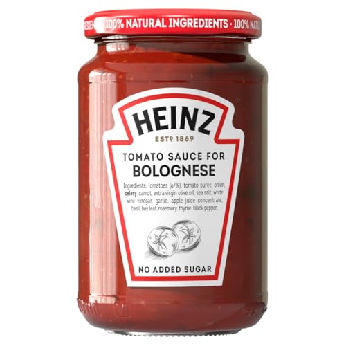 Image of Heinz Tomato Sauce for Bolognese • Italian Restaurant Style Rich Tomato Cooking Bolognese Sauce for Spaghetti, Pasta, Lasagna & Gourmet Recipes • Thick Savoury Tomato Base, 12.35 oz ℮ 350 g