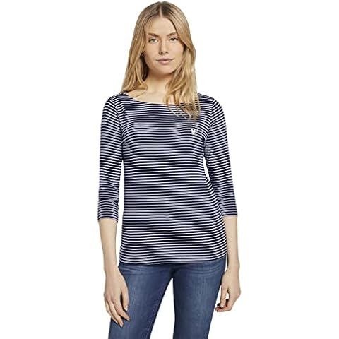 TOM TAILOR Camiseta de Rayas con Corazón para Mujer Cover