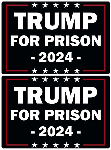 2 Pack Trump for Prison Magnets Anti Trump Lock Trump Up Magnets Reflective Vinyl Sign Laptop Decal Car Bumper Window Waterproof Magnet Decoration