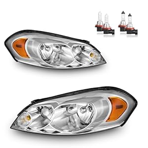 Headlights Assembly W/Bulbs for 2006-2013 Chevy Impala for 14-16 Chevy Impala Limited, 06-07 Chevy Monte Carlo Headlamp Replacement Pair