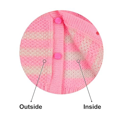 Image of Woolen Baby Sweater | Warm Knitted Winter Wear for Infant & Toddler | Soft Full Sleeve Cardigan for Baby Boys and Girls, Combo Pink & Yellow (6 to 12 Months) Pack of 2