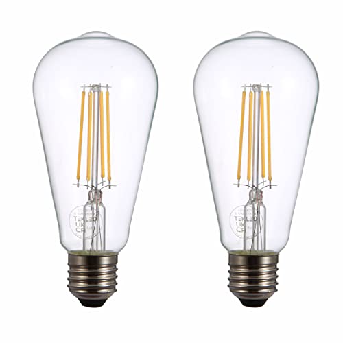 TEKLED LED Filament Style ST64 Bulbs E27 Dimmable 6.5W 60W Equiv 2700K 2 Pack Warm White