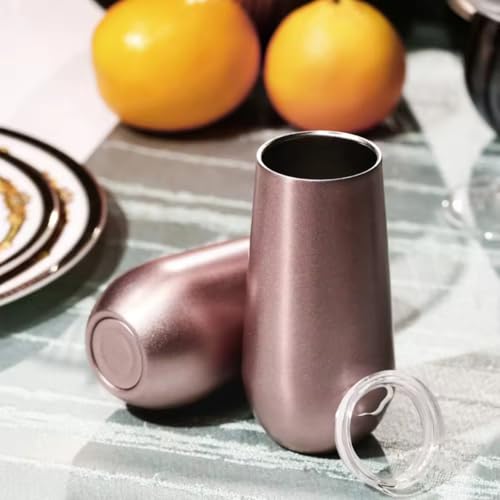 Kit 5 Copos Champanhe Espumante Vinho Drink 180ml Aço Inox Luxo (Cobre)