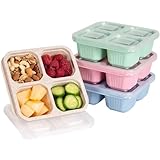 BE OVER QUALITY 4 Pack Bento Box, 4 Compartment Lunchable Snack Containers with Lids for Meal Prep, School, Travel, Reusable Divided Lunch Food Container for Adults, Kids, Toddlers