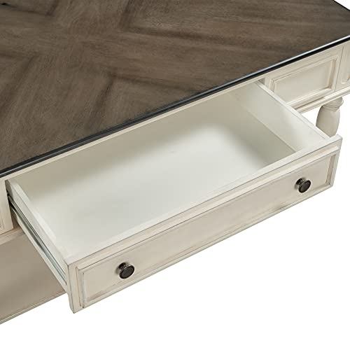 Aocoroe Large Wood Coffee Table With Lockable Casters French Country Style Coffee Table With Drawers. 47 Inch Center Table For Living Room #TOP6