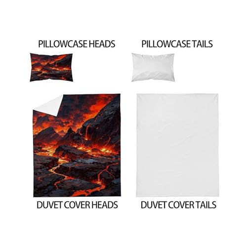 Housse de couette volcanique imprimé roche de lave en microfibre 135x200 - 5