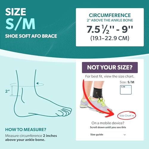 BraceAbility AFO Drop Foot Brace | Adjustable Dorsiflexion Soft Shoe Splint for Neuropathy Walking Exercise Assist, Gait Lifting Support, Charcot Marie Tooth (CMT) and Achilles Pain Treatment (S/M)