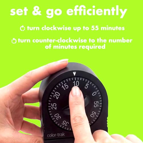 Colortrak 60 Minute Wind Up Timer, No Batteries Required, Black - Image 3