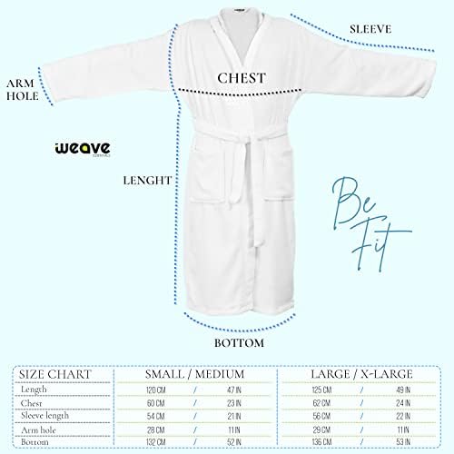 Weave Essentials Velour Terry Towelling Bathrobe, 100% Combed Cotton, Hooded Dressing Gown Bath Robe With Pockets & Wrap Belt for Loungewear, Sleepwear, Spa & Hotel - Unisex