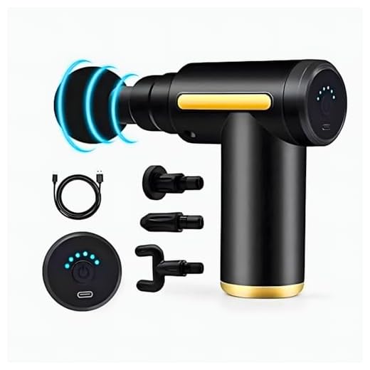 Massageador Elétrico Corporal Miofascial Profissional com 6 Velocidades e 4 Ponteiras Silencioso Alívio Imediato Pistola de Massagem Elétrica Muscular, 4 Cabeças de Massagem, Recarregável USB