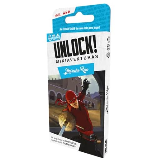 Asmodee | Unlock! Miniaventuras Máscara roja | Juego de Cartas de Escape Room | A Partir de 10 Años | De 1 a 6 Jugadores | 30-45 Minutos por Partida | Español