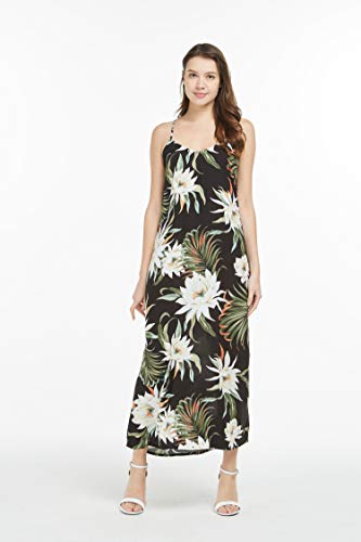 Image of Family Matching Hawaiian Clothes, Wispy Cereus Black | Lightweight 100% rayon • Family matching outfits • Tropical floral print • Beach vacations • Luaus • Cruises • Family photos