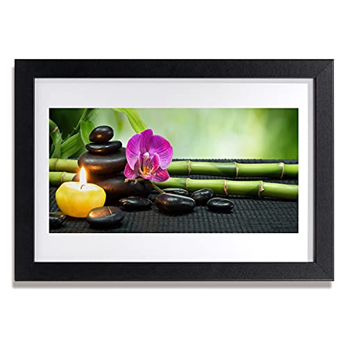 Cadre en MDF avec affiche encadrée 30x20 cm au design zen épuré