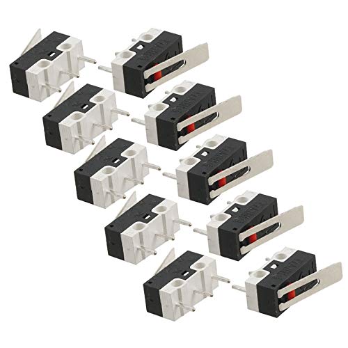 InduSKY Lot De 10 Micro-interrupteurs De Fin De Course Avec Bras à Levier à Rouleau Momentané AC 250 V 5 A SPDT 1NO 1NC Micro Interrupteurs à Action Instantanée