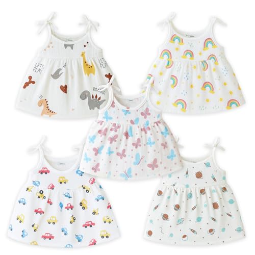 Image of Kidbea Baby Girl Dresses | Muslin Frock for Girls Summer Wear | Soft Breathable Cute Printed Frock with Tie-Up Closure