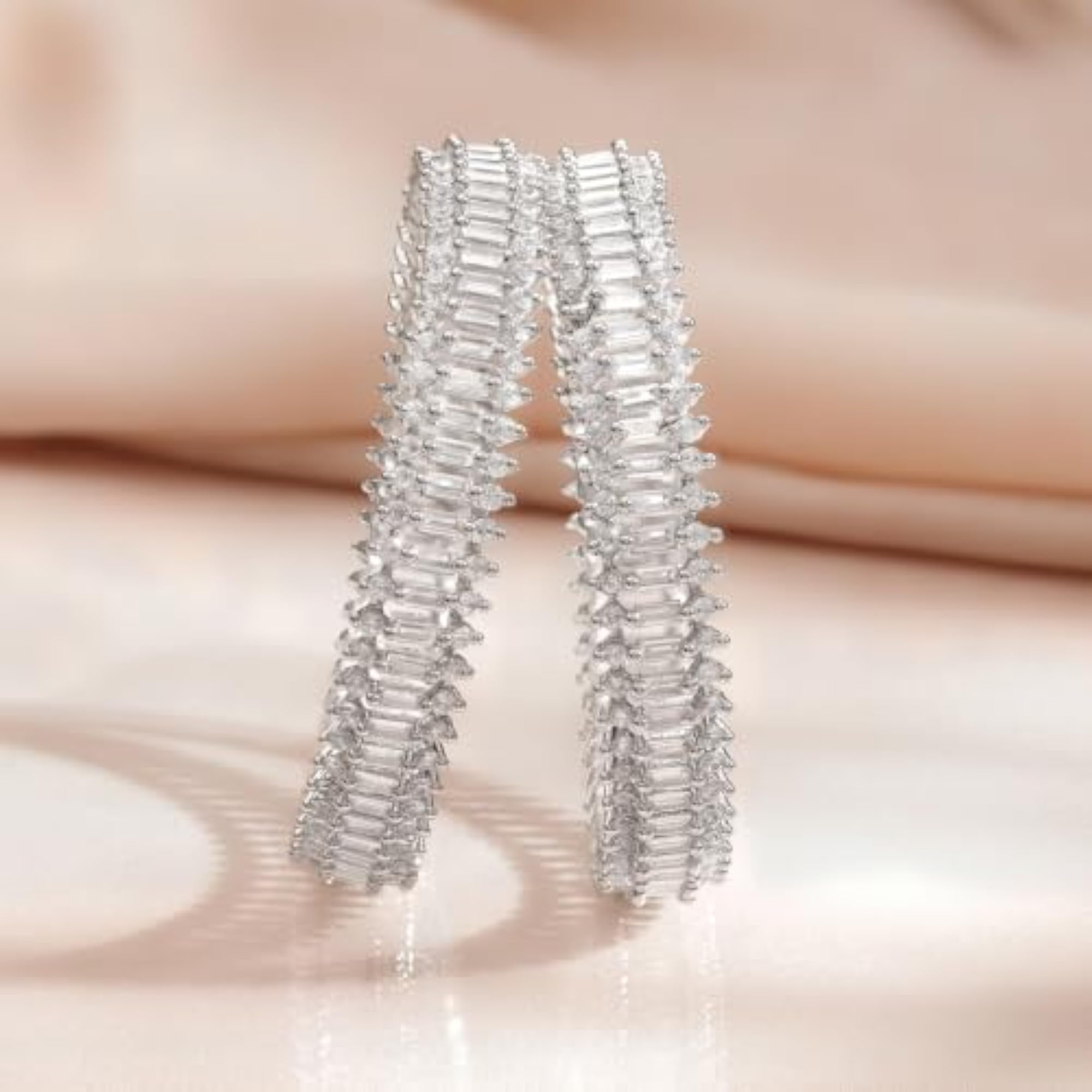 Zircon Baguette Statement Wedding Bangles Set