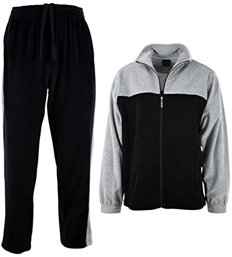 ChoiceApparel Mens Velour Tracksuit with Zippered Pockets (205-Grey, Medium)