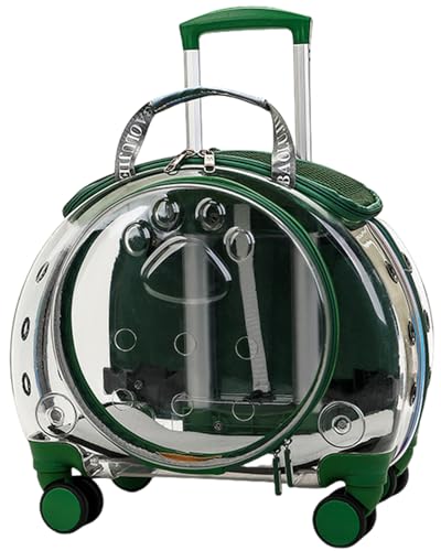 duwanlhridh ペットトロリーケース ペットキャリーバッグ 犬猫用キャリー カート 猫キャリーリュック車輪付きペットキャリア 透明猫/犬用ローラーバックパック キャリアバックパッククリア ホイール付き 猫用トラベルキャリア 周りに ペットキャリー