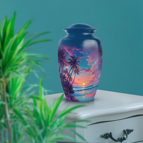 Image of Beach Urn - Large Memorial Urn - Combo 3 - Large with 3 Inch Pack of 4 - Cremation Urns for Adult - Burial Decorative for Mom & Dad - Keepsakes Urns for Ashes