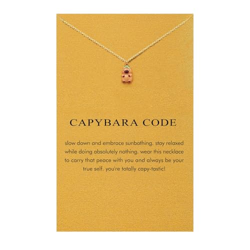 Floruvia Collar de Colgante de Capibara Chapado en Oro de 14K para Mujeres con Mensaje Positivo, Elegante Regalo de Joyería para Novia Hermana Hija en Cumpleaños Graduación