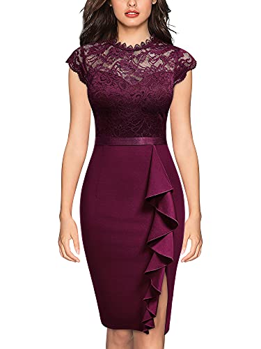 Image of Miusol Women's Retro Floral Lace Ruffle Style Cocktail Mini Dress