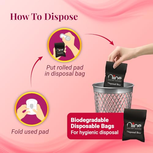 Image of NIINE Naturally Soft Ultra Thin XL+ Sanitary Napkins for Heavy Flow (Pack of 2) 30 Pads with Free Biodegradable Disposal Bags
