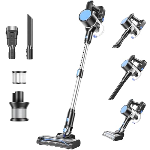 Image of OLIXIS Cordless Vacuum Cleaner, Rechargeable Upright Cleaner with Flexible Steering, Extendable Wand, LED Headlight, 3 Brushes & Wall Mount, Handheld Vacuum for Hardwood Floor Home Cleaning