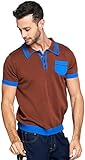 100% Baumwolle Collectif Herren Oberteil Peru Streifen Feinstrick Poloshirt Braun XL