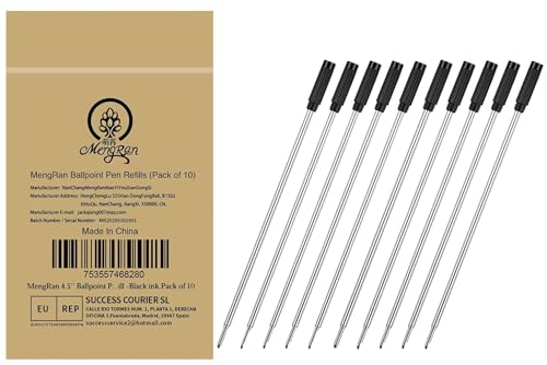 MengRan 4.5'' Ballpoint Ink Pen Refills for Twist Pens,1mm Medium Tip,...