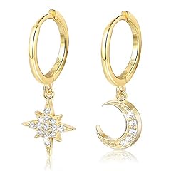 Gold Tone : Moon Star Earrings