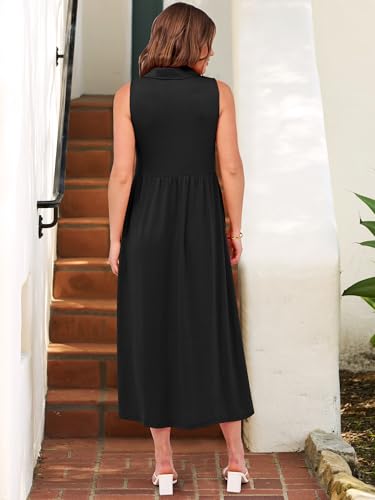 Image of ANRABESS Womens Casual Dress Summer Sleeveless V Neck Sundress Aline Flowy Beach Maxi Dresses Travel 2026 Vacation Outfits