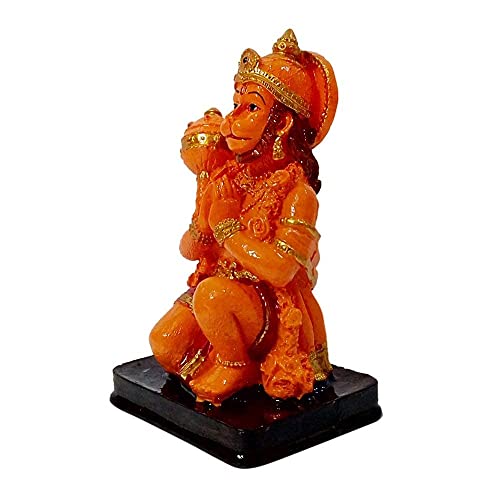 Image of KRISHNAGALLERY1 Resin Lord Hanuman | Bajrangbali | Balaji Statue, 5 Inches, Orange.
