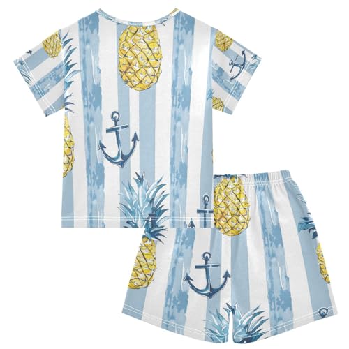 senya Short Sleeve Pajamas Sets Summer Cotton Sleepwear Anchor in Pineapple2