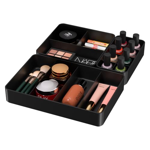 CHANCETSUI Bathroom Modular Drawer Organizer Set – Stackable 3-Piece Storage Trays for Personal Care, Makeup, Skincare, Grooming Tools
