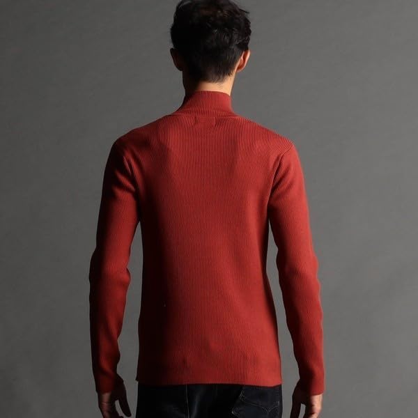 [ニコルクラブフォーメン] リブ編み ハイネックニット 10オレンジ 46(M)