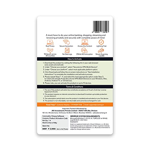 Avast Security Avast Secureline Vpn (10 Devices, 1 Year) (Pc, Mac, Android, Android Tv & Ios) (Activation Card) - Image 2