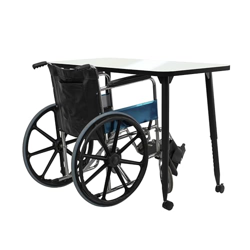 Image of Adapte Commercial Dry-Erase Classroom Activity Table - 24 inch x 48 inch Rectangle Whiteboard, ADA Compliant Tapered Legs, Glides & Casters Adjustable Height 22-34 inch Wheelchair Accessible, School Furniture