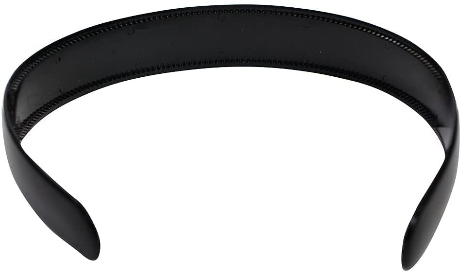 Image of Diversa Solid Plastic Headbands for Girls & Women, Hairband for School, Everyday Use Plain Broad Headband, 1 Inch Headband with Teeth, Pack of 6 (Black PK6)