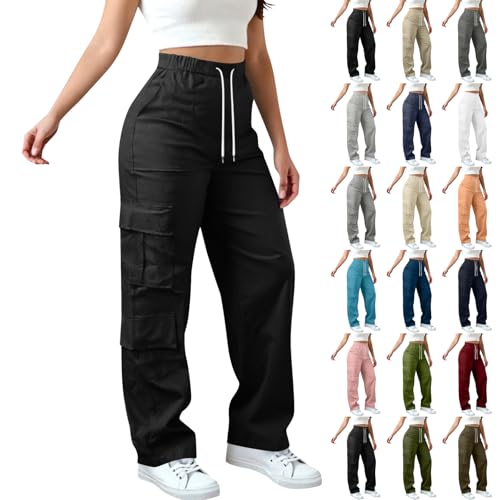 Cargo Pants Women Baggy Elastic High Waisted Pants Casual Wide Leg Trousers Streetwear Outfits with Pockets