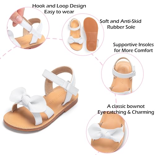 Image of PHIRAMIN Toddler Girl Sandals - Flower Girl Dress Shoes Open Toe Little Kid Flats