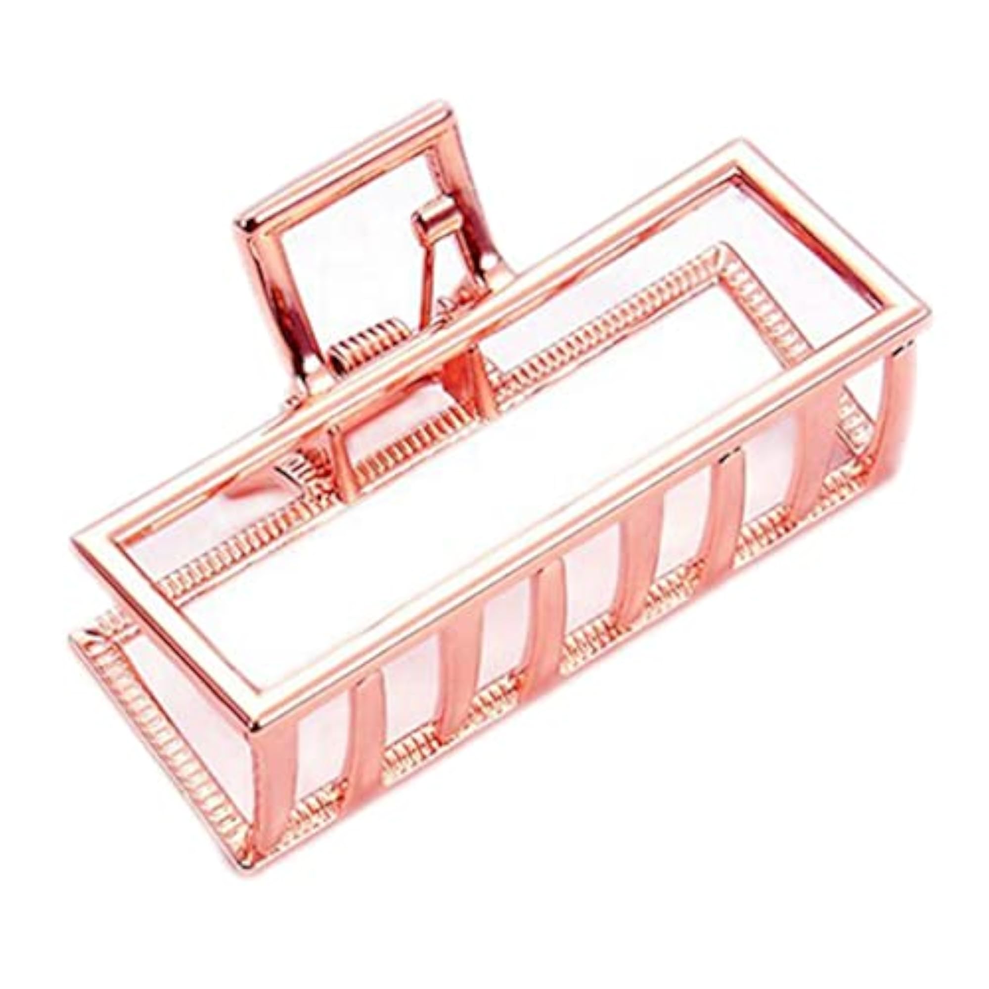 2x Ladies Rectangle Rose Gold Jaw Clamp Clips