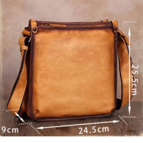 10Inch Genuine Leather Shoulder Bags Mens Casual Daypacks Waist Packs Messenger Bags Travel Bags Crossbody Bags(Brown)4