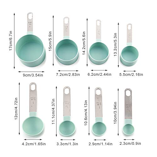 Olymajy Baking Measuring Cup Tools, Measuring Spoons, 8 stuks blauwe plastic maatbekers en lepels, keuken kookgerei voor vloeistoffen en vaste stoffen - Image 3