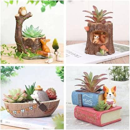 Neelam Arts Pot Pack Of 4 Owl Tree|Puppy With Book|Boat|Tree Shape Resin Pot Design Resin Succulent Pots Resin Planter Succulent Pot Succulent Indoor, Multicolor (B09CZ3NP67) Amazon Price History, Amazon Price Tracker