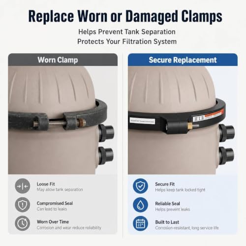 12-19/32" Pool Filter Tension Control Clamp Assembly, Heavy-Duty Spring Clamp Kit, Stainless Steel, Leak-Proof Seal, Quick Install for DE Pool Filters by CDQYWLMY - Used condition - Image 5
