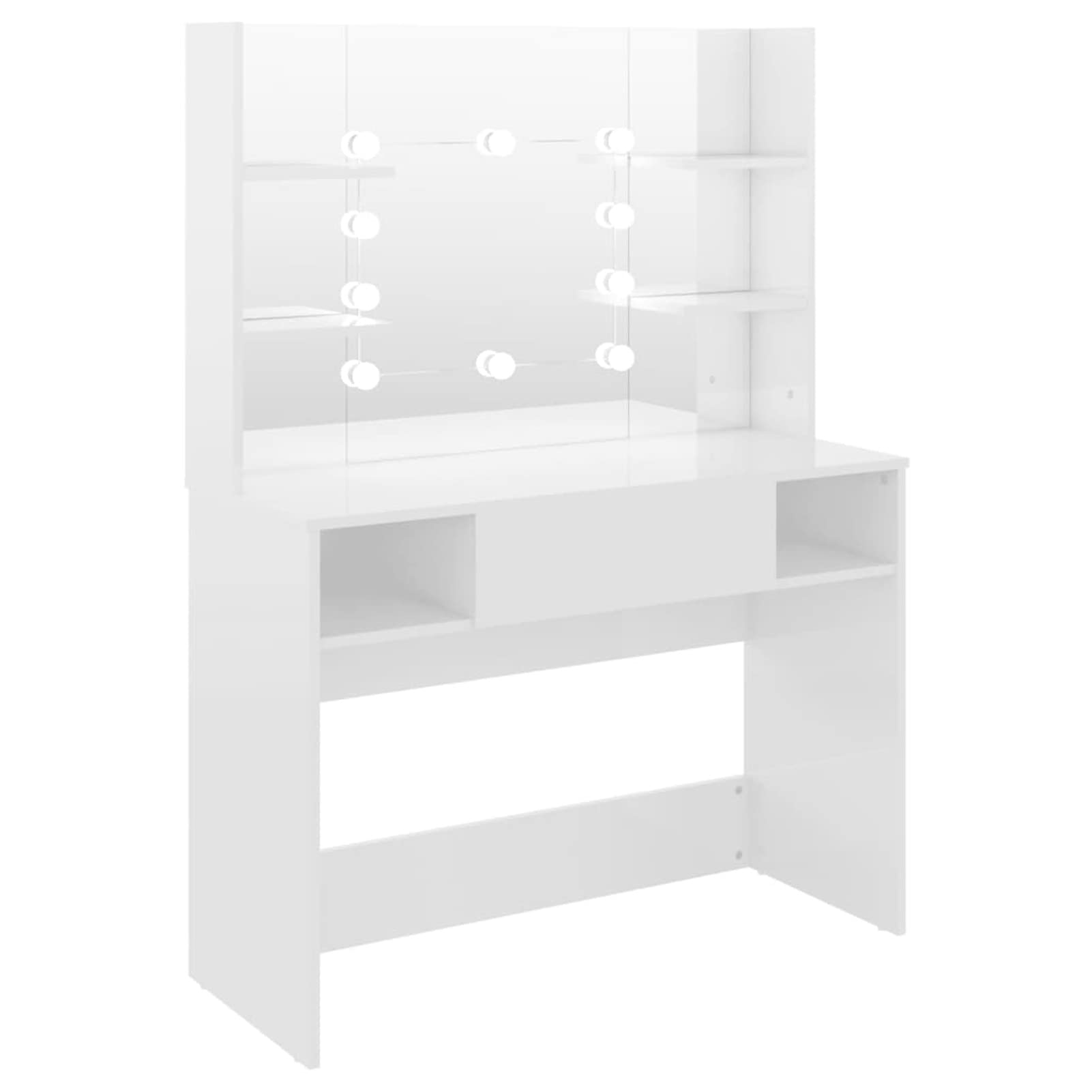 Lechnical Toeletta con Luci LED 100x40x135 cm in MDF Bianco Lucido,Toeletta Trucco,Toelette,Toeletta con Luci LED,Toeletta Camera da Letto